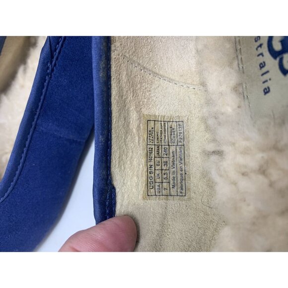 UGG Australia Alloway Blue Suede Leather & Sheepskin Flats Rubber outsole Size 7 - Picture 8 of 8